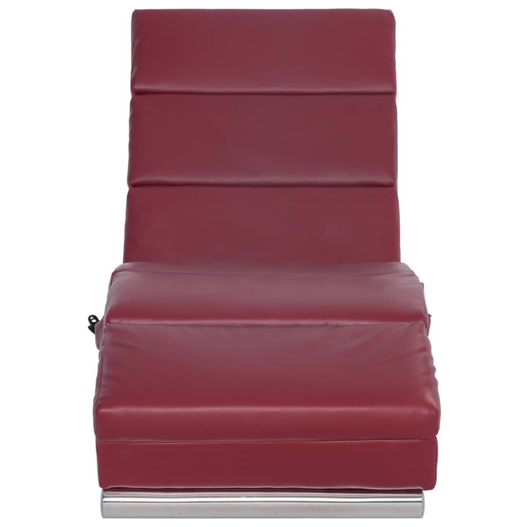 Chaise longue de massagens couro artificial vermelho tinto