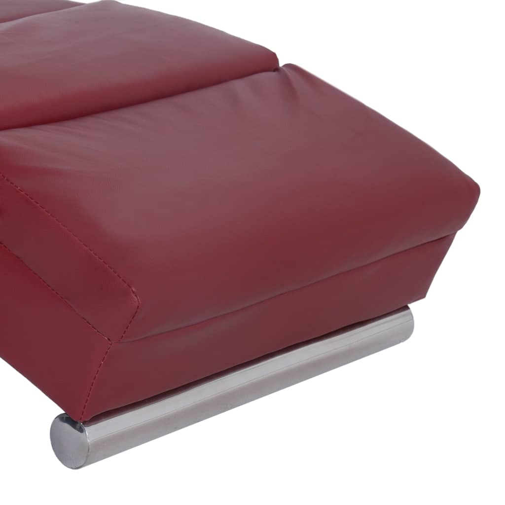 Chaise longue de massagens couro artificial vermelho tinto