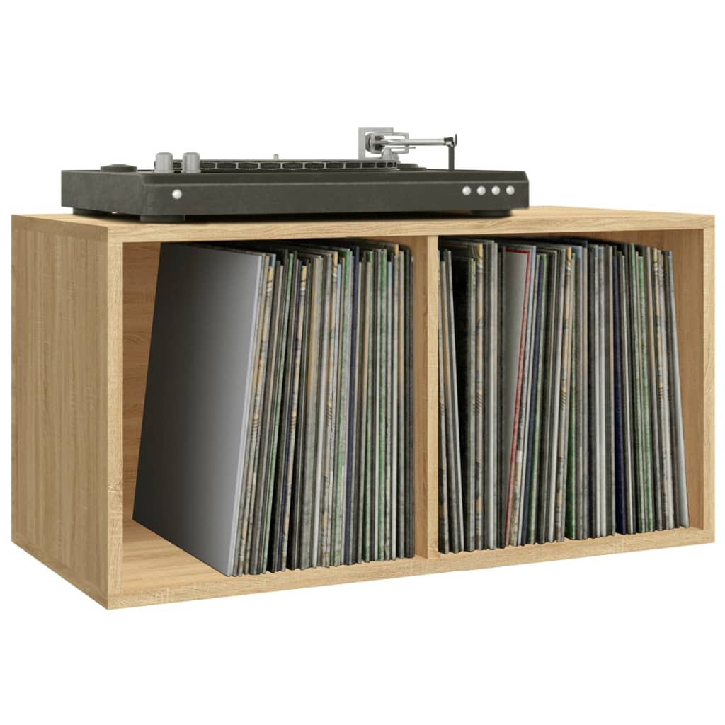 Caixa discos vinil 71x34x36cm derivados madeira carvalho sonoma