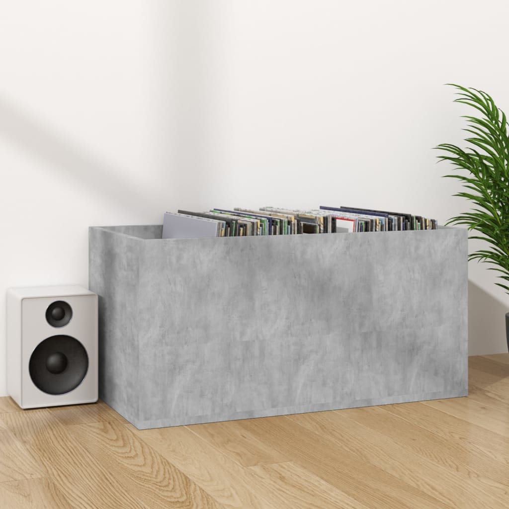 Caixa discos vinil 71x34x36 cm derivados madeira cinza cimento