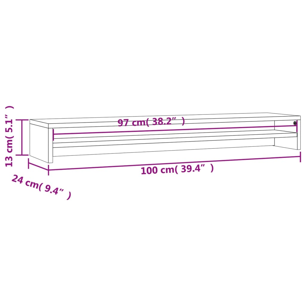 Suporte para monitor 100x24x13cm contraplacado cinzento cimento