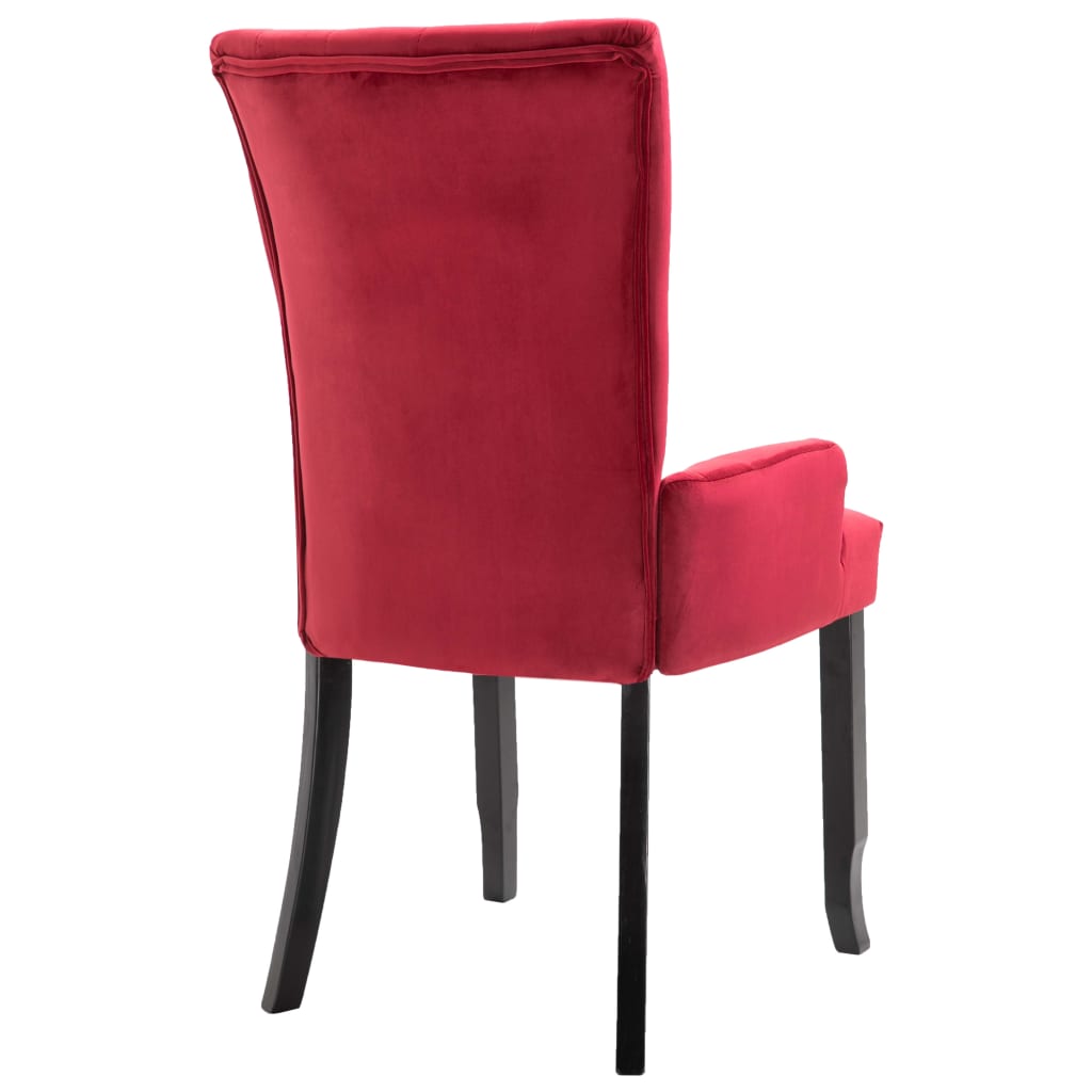 Cadeira de jantar com apoio de braços 2 pcs veludo vermelho