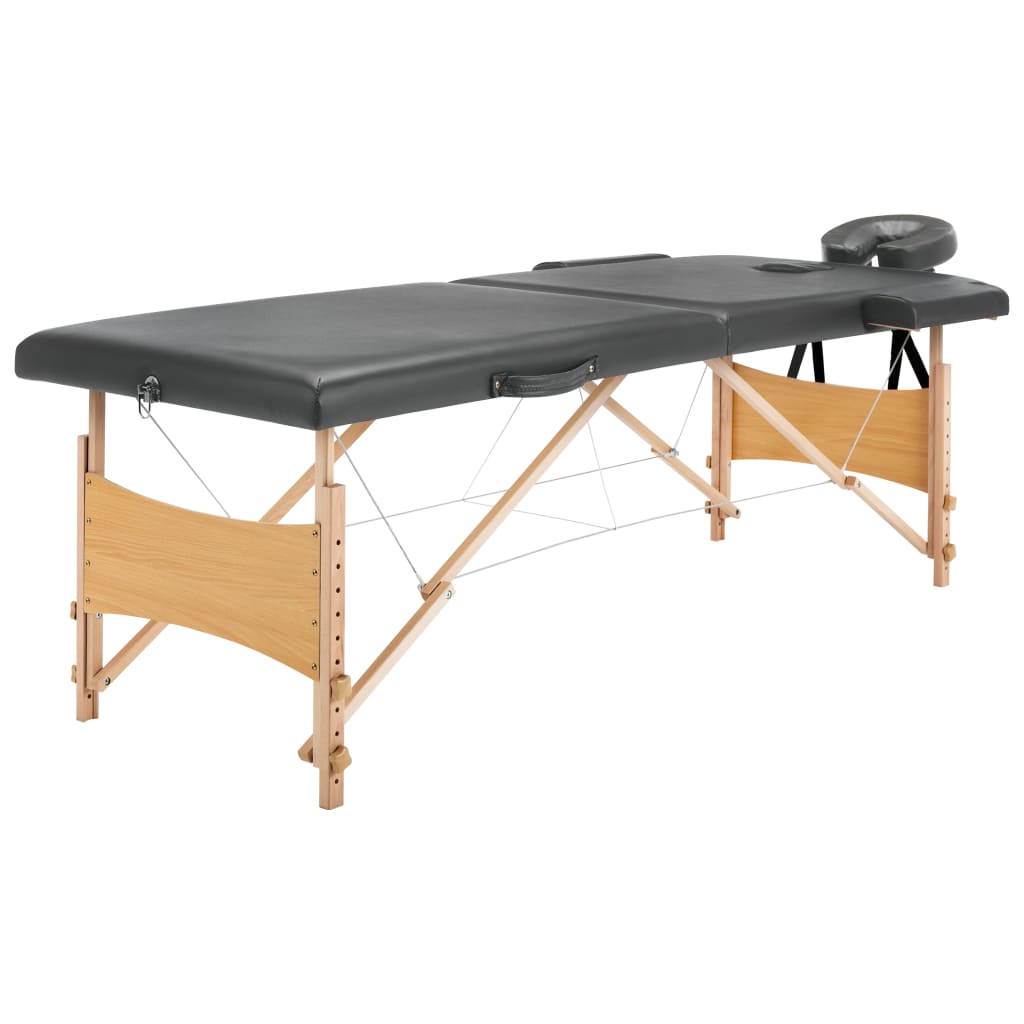 Mesa massagens c/ 2 zonas estrutura madeira 186x68 cm antracite