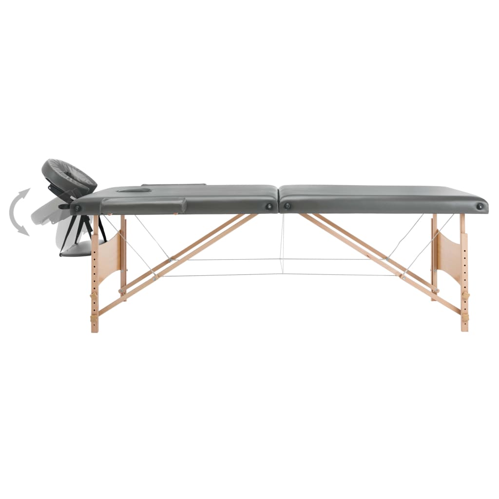 Mesa massagens c/ 2 zonas estrutura madeira 186x68 cm antracite