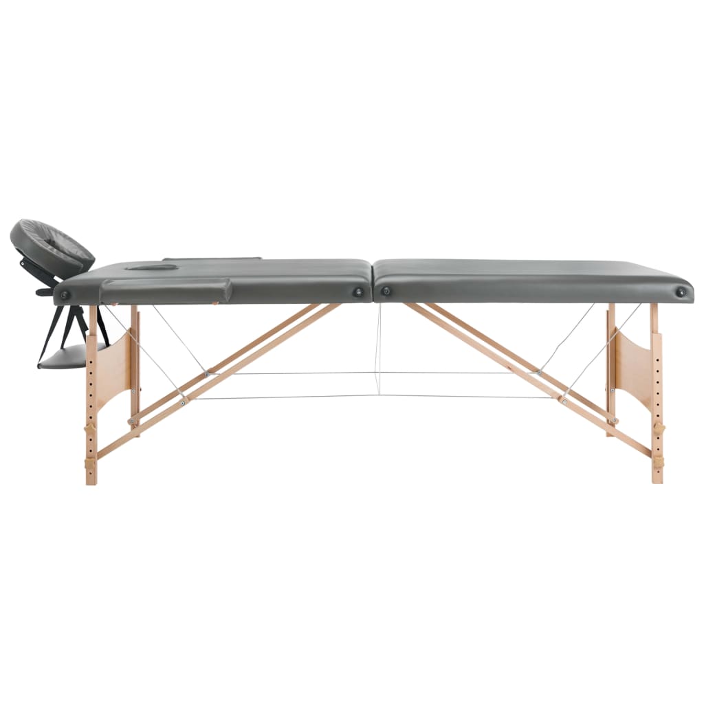 Mesa massagens c/ 2 zonas estrutura madeira 186x68 cm antracite