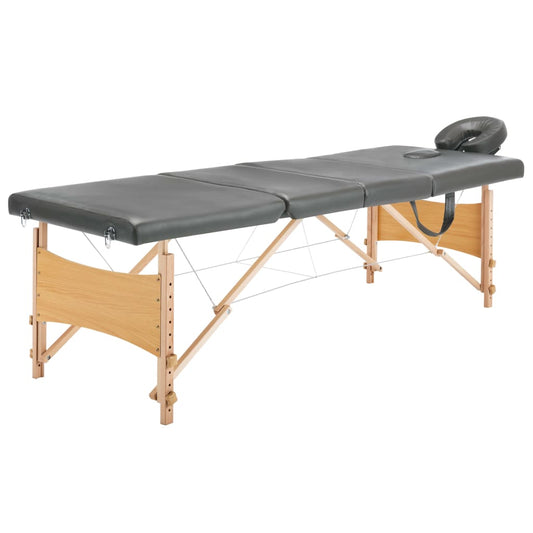 Mesa massagens c/ 4 zonas estrutura madeira 186x68cm antracite