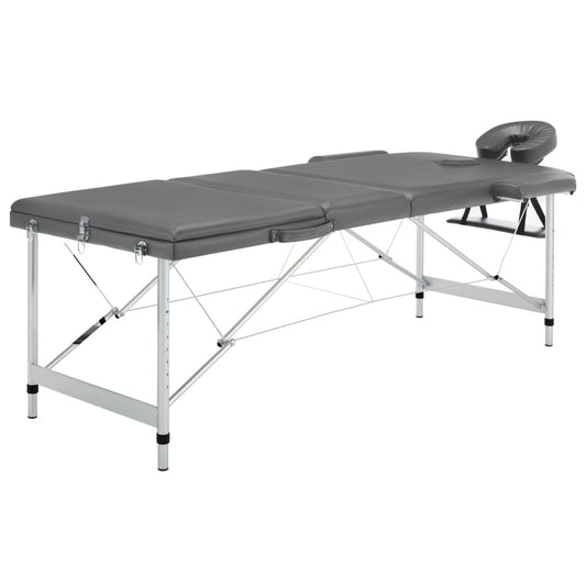 Mesa massagens c/ 3 zonas estrutura alumínio 186x68cm antracite