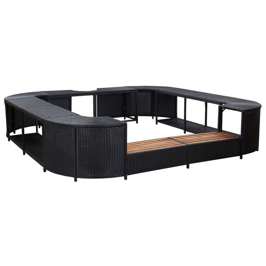 Contorno de spa quadrado 268 x 268 x 55 cm vime PE preto