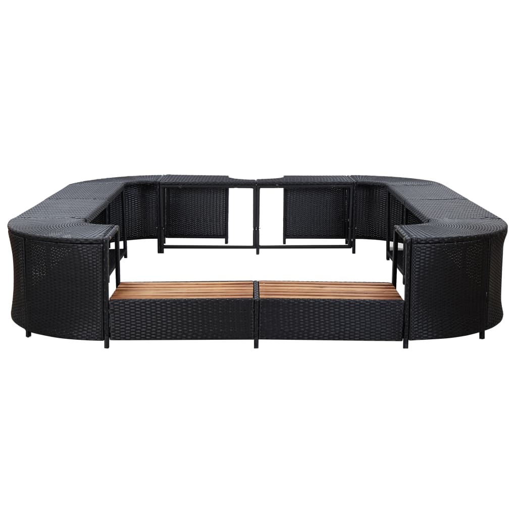 Contorno de spa quadrado 268 x 268 x 55 cm vime PE preto