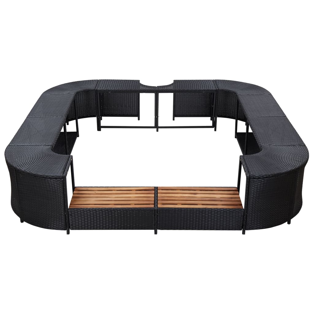 Contorno de spa quadrado 268 x 268 x 55 cm vime PE preto