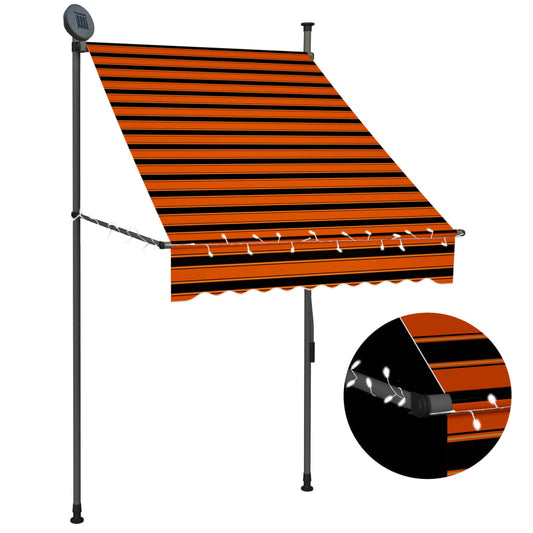 Toldo retrátil manual com LED 100 cm laranja e castanho