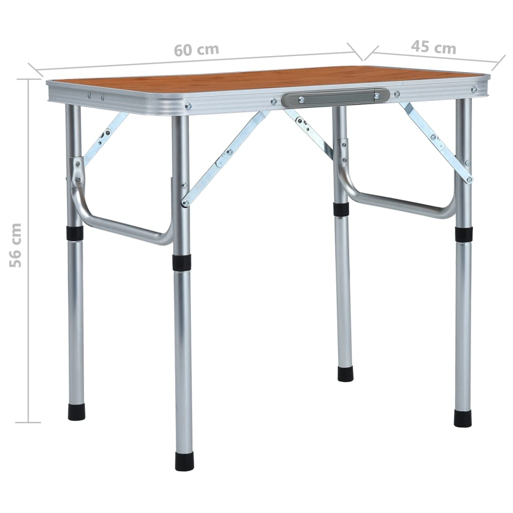 Mesa de campismo dobrável 60x45 cm alumínio