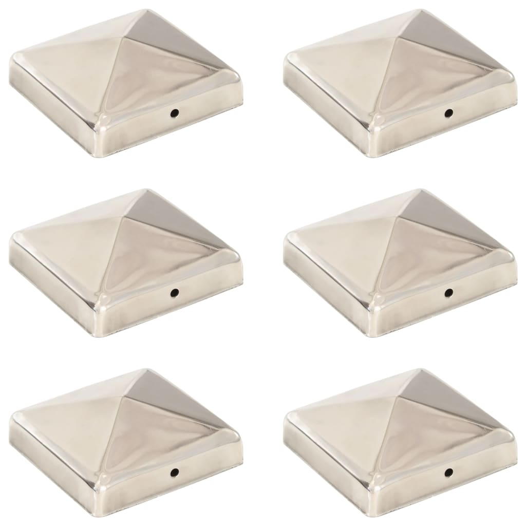 Tampas piramidais p/ postes vedação 6pcs aço inoxidável 91x91mm