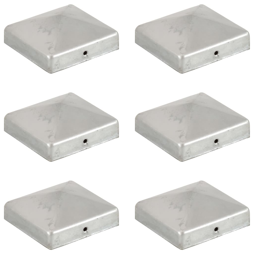 Tampas piramidais postes vedação 6pcs metal galvanizado 81x81mm