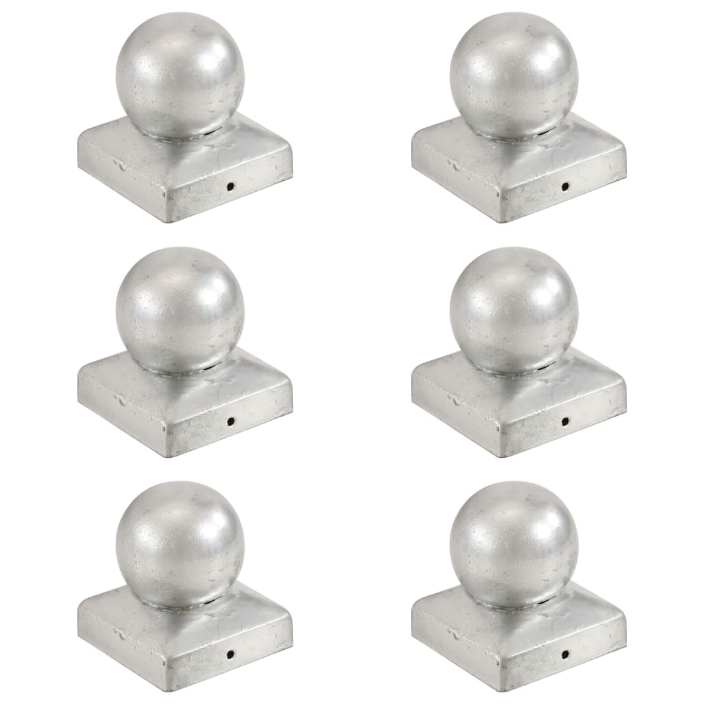 Tampas globo p/ postes vedação 6 pcs metal galvanizado 71x71mm