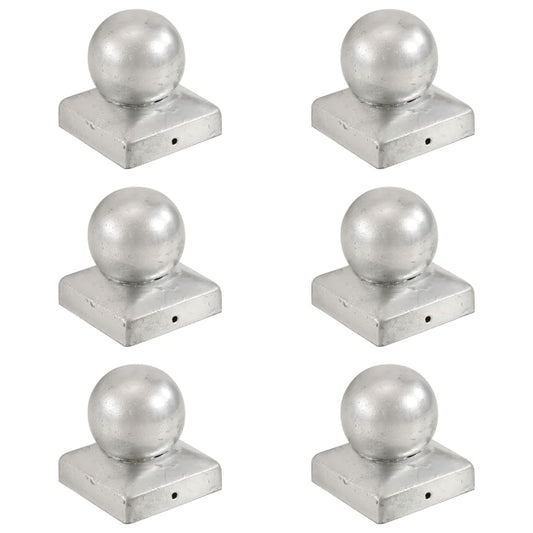 Tampas globo p/ postes vedação 6 pcs metal galvanizado 71x71mm