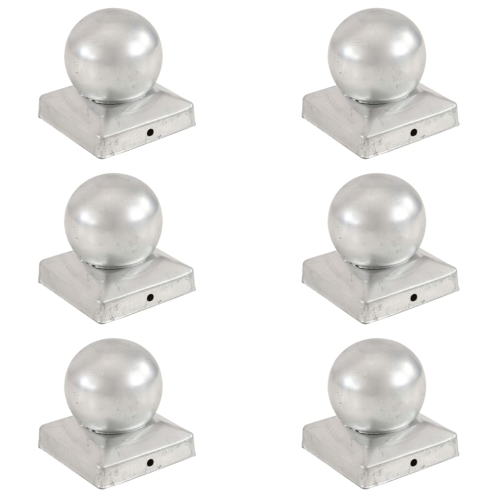 Tampas globo p/ postes vedação 6 pcs metal galvanizado 91x91mm