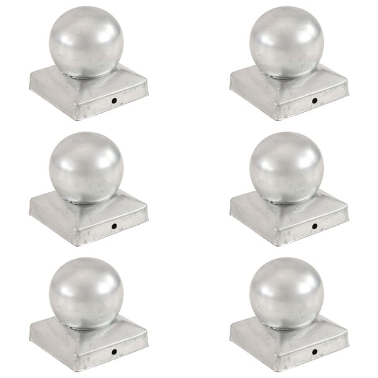 Tampas globo p/ postes vedação 6 pcs metal galvanizado 91x91mm