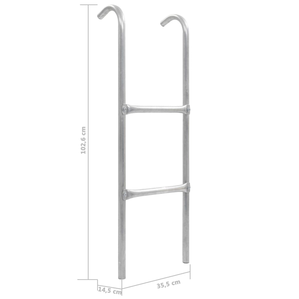 Escada de 2 degraus para trampolim 102,6 cm aço prateado