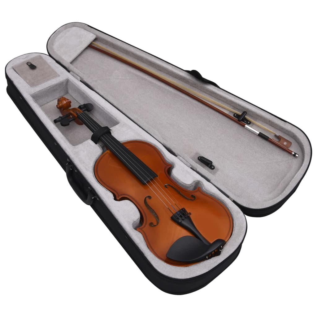 Conj completo violino c/ arco e apoio queixo madeira escura 4/4