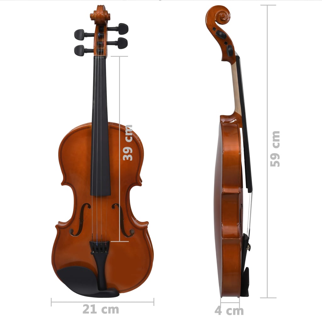 Conj completo violino c/ arco e apoio queixo madeira escura 4/4