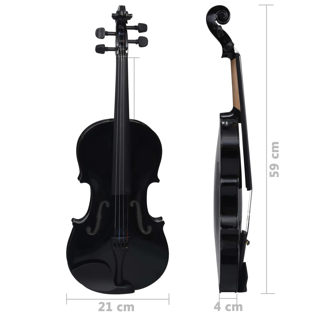 Conjunto completo violino c/ arco e apoio de queixo 4/4 preto