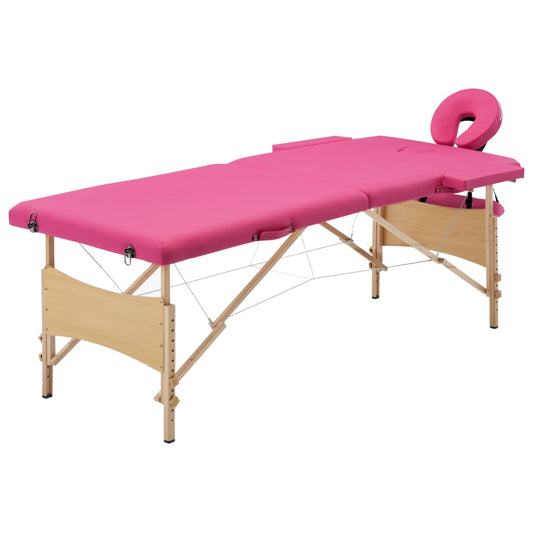 Mesa de massagens dobrável 2 zonas madeira rosa