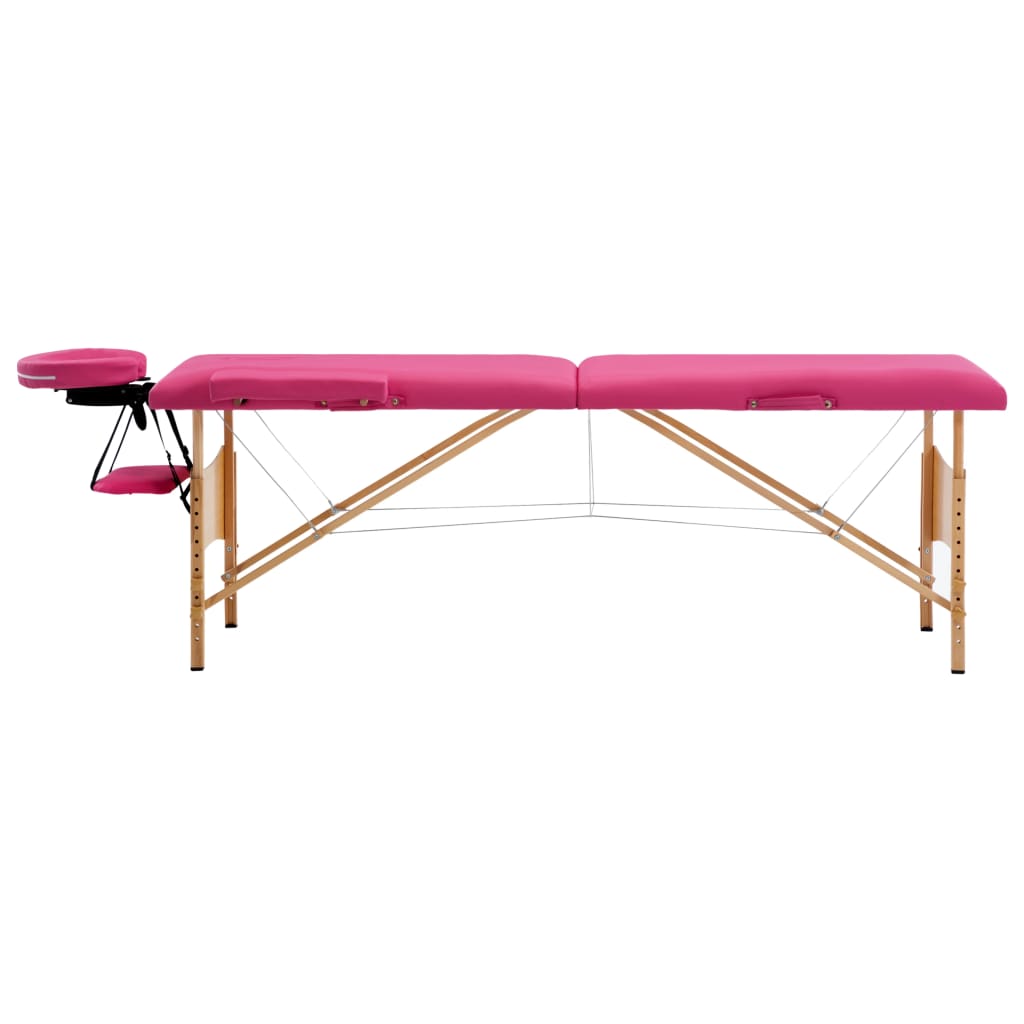 Mesa de massagens dobrável 2 zonas madeira rosa