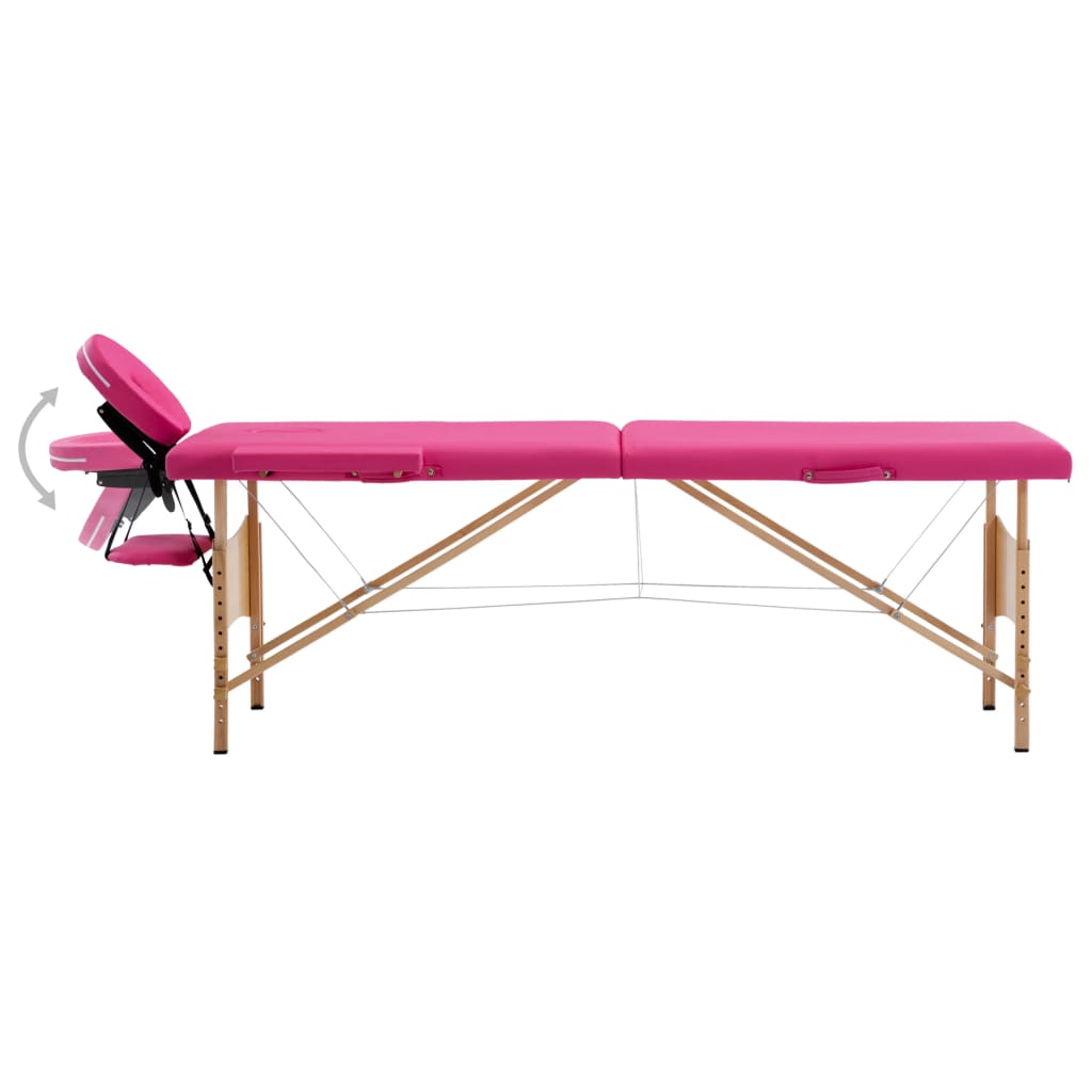 Mesa de massagens dobrável 2 zonas madeira rosa