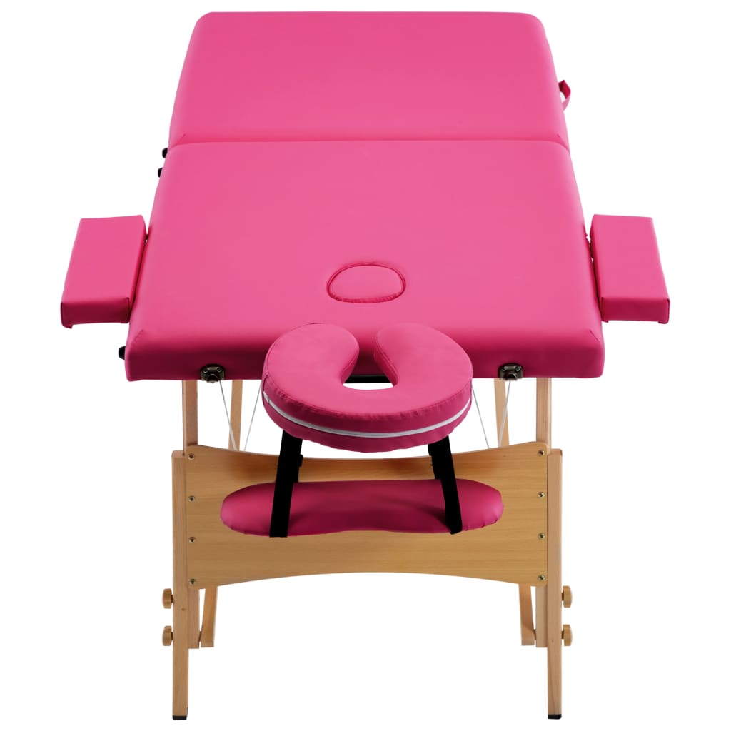 Mesa de massagens dobrável 2 zonas madeira rosa