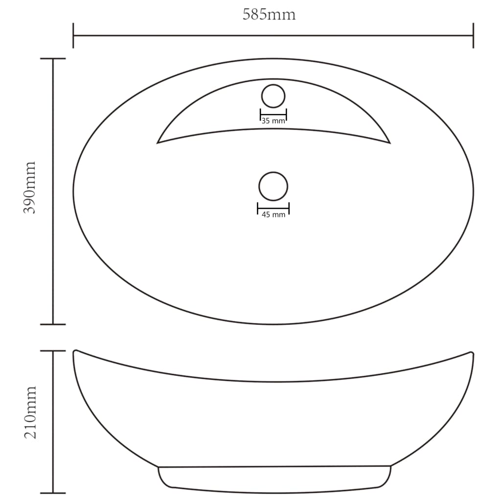 Lavatório luxuoso oval 58,5x39 cm cerâmica castanho-escuro mate