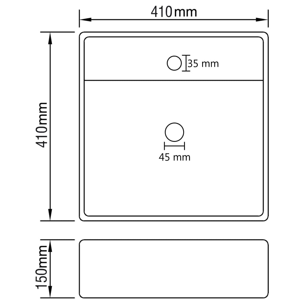 Lavatório luxuoso quadrado 41x41 cm cerâmica azul-claro mate