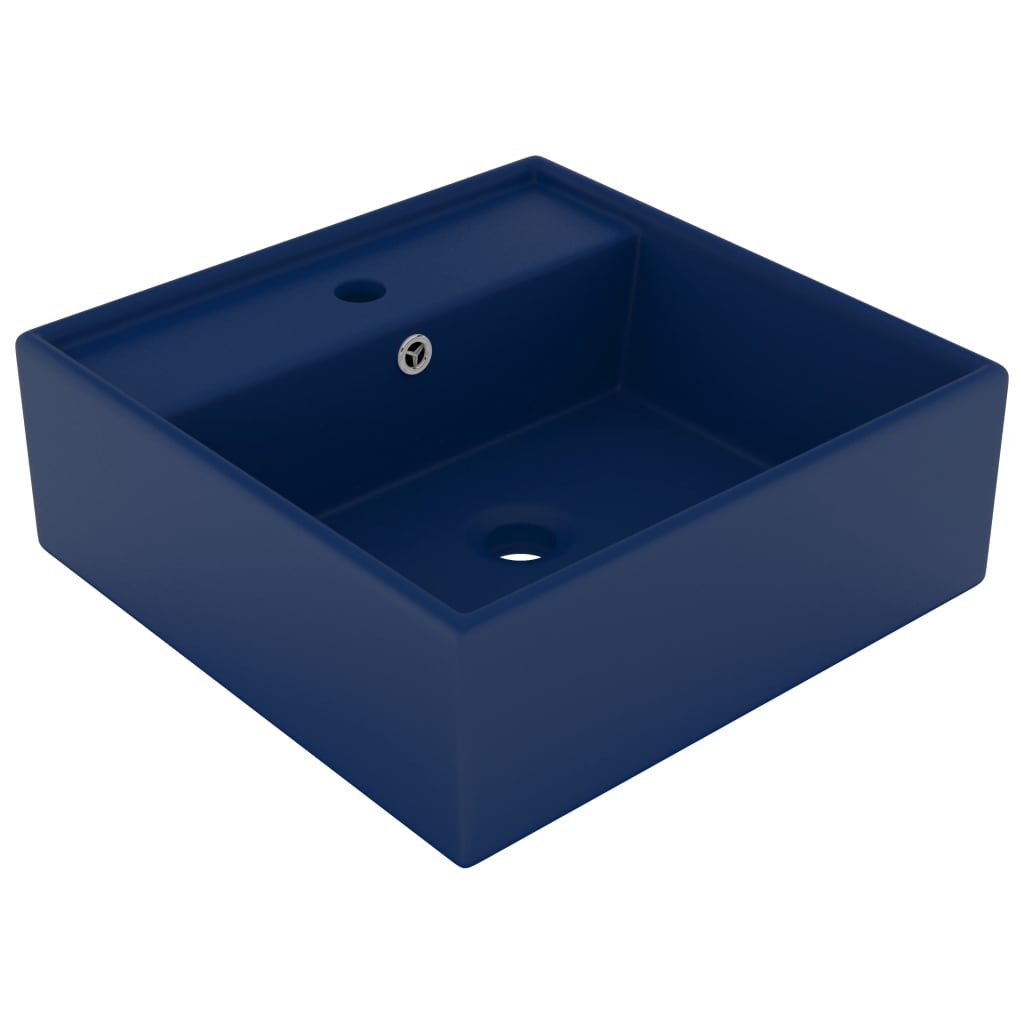 Lavatório luxuoso quadrado 41x41 cm cerâmica azul-escuro mate