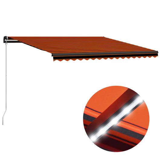 Toldo retrátil manual com LED 450x300 cm laranja e castanho