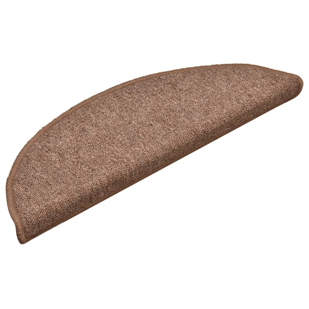 Tapete/carpete para degraus 15 pcs 56x17x3 cm castanho