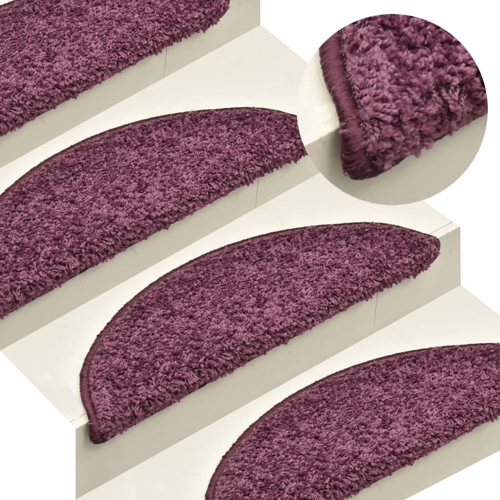 Tapete/carpete para degraus 15 pcs 65x21x4 cm roxo-escuro