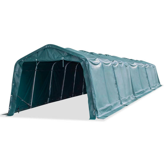 Tenda para gado removível PVC 550 g/m² 3,3x16 m verde-escuro