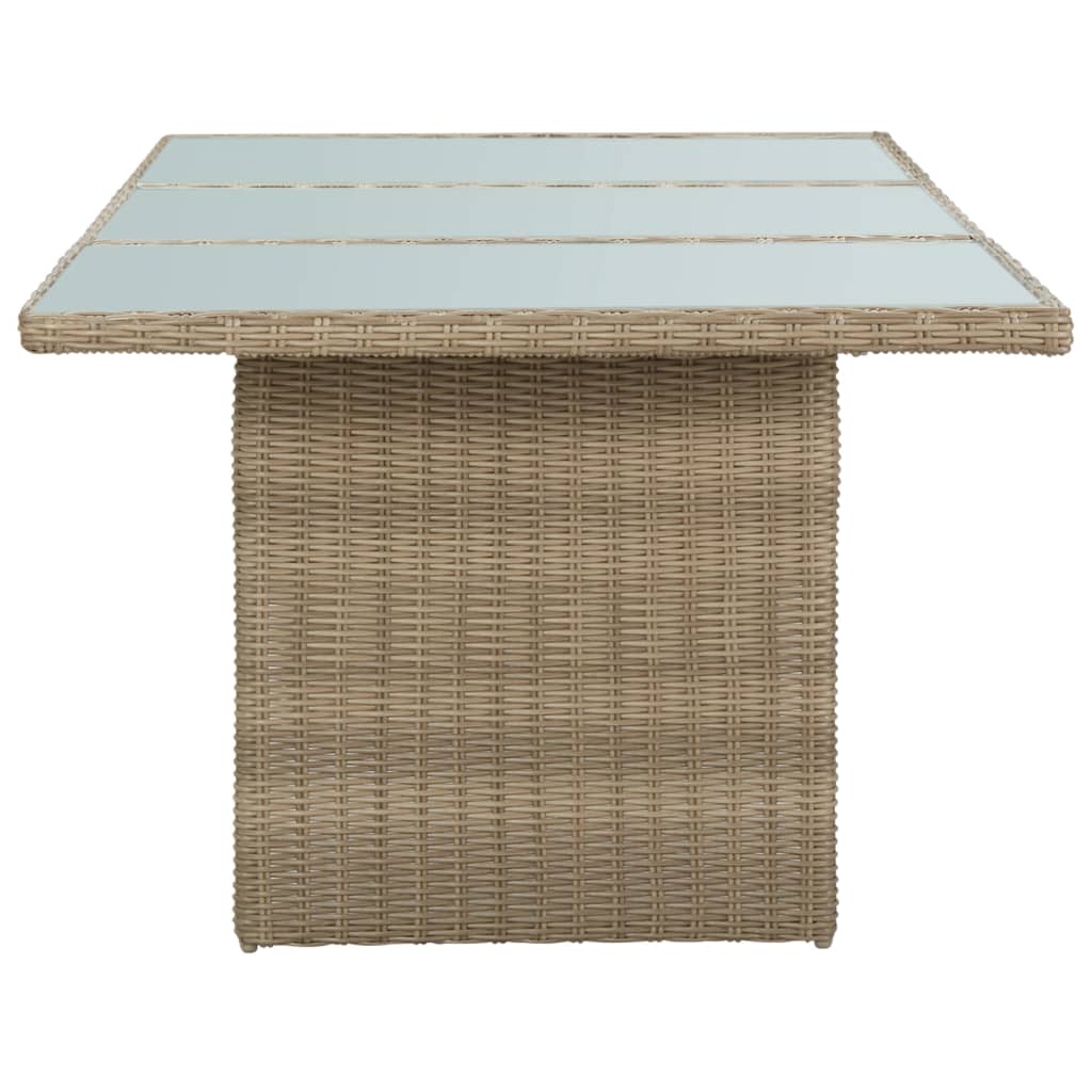 Mesa de jantar jardim 200x100x74 cm vidro e vime PE castanho