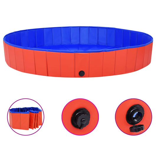 Piscina para cães dobrável 200x30 cm PVC vermelho