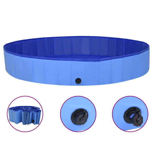 Piscina para cães dobrável 200x30 cm PVC azul