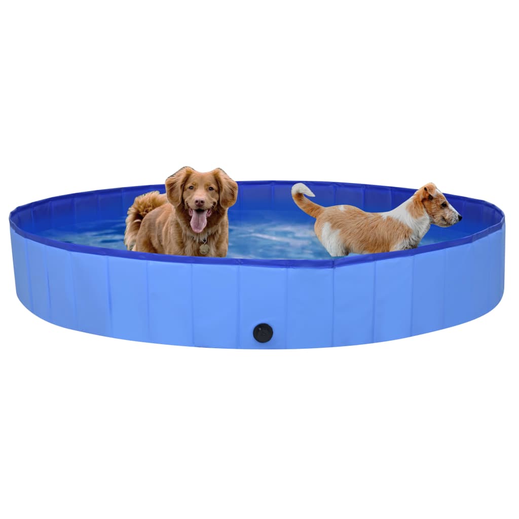 Piscina para cães dobrável 200x30 cm PVC azul