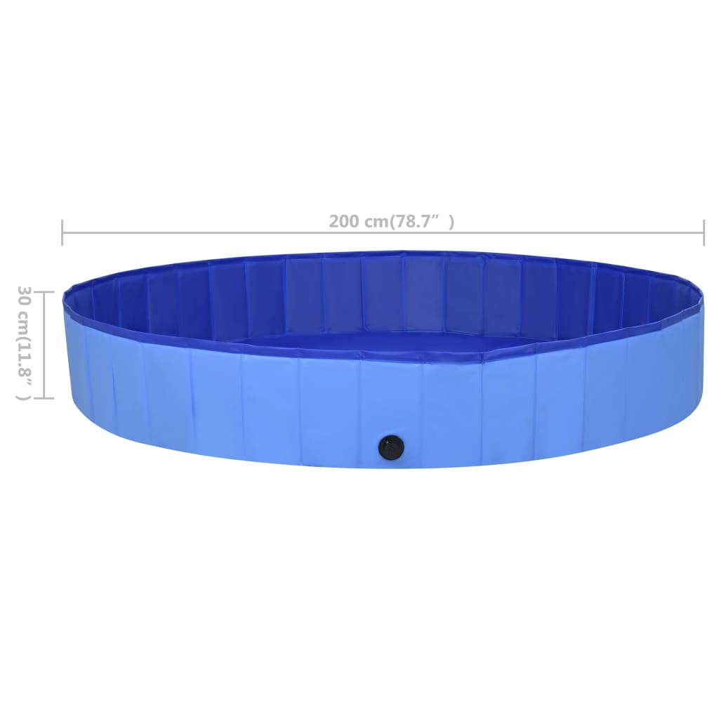 Piscina para cães dobrável 200x30 cm PVC azul