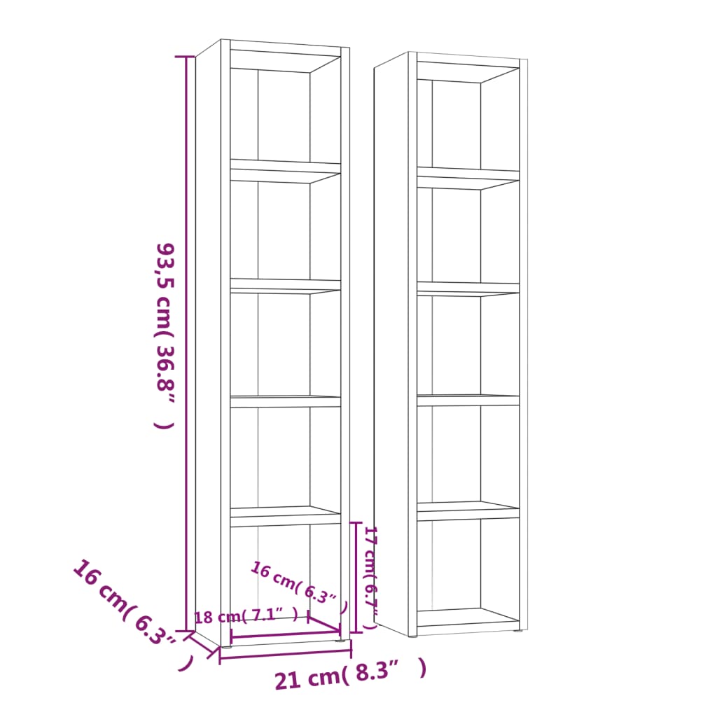 Armários para CD 2 pcs derivados de madeira branco