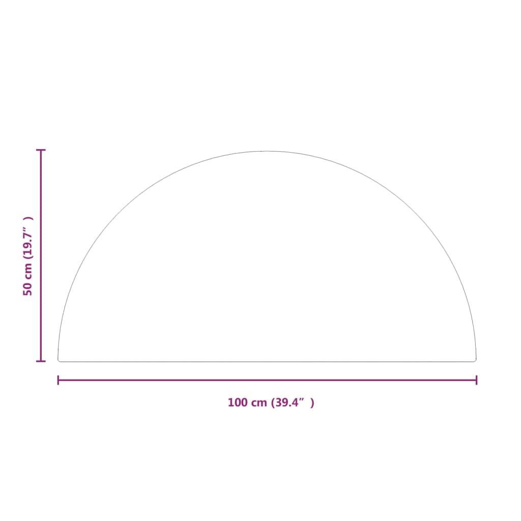 Placa de vidro semicircular para lareira 1000x500 mm