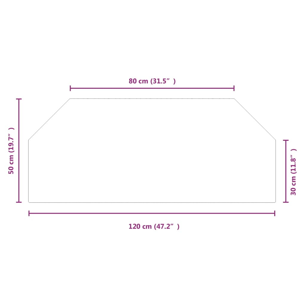 Placa de vidro para lareira hexagonal 120x50 cm