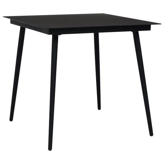 Mesa de jantar para jardim 80x80x74 cm aço e vidro preto