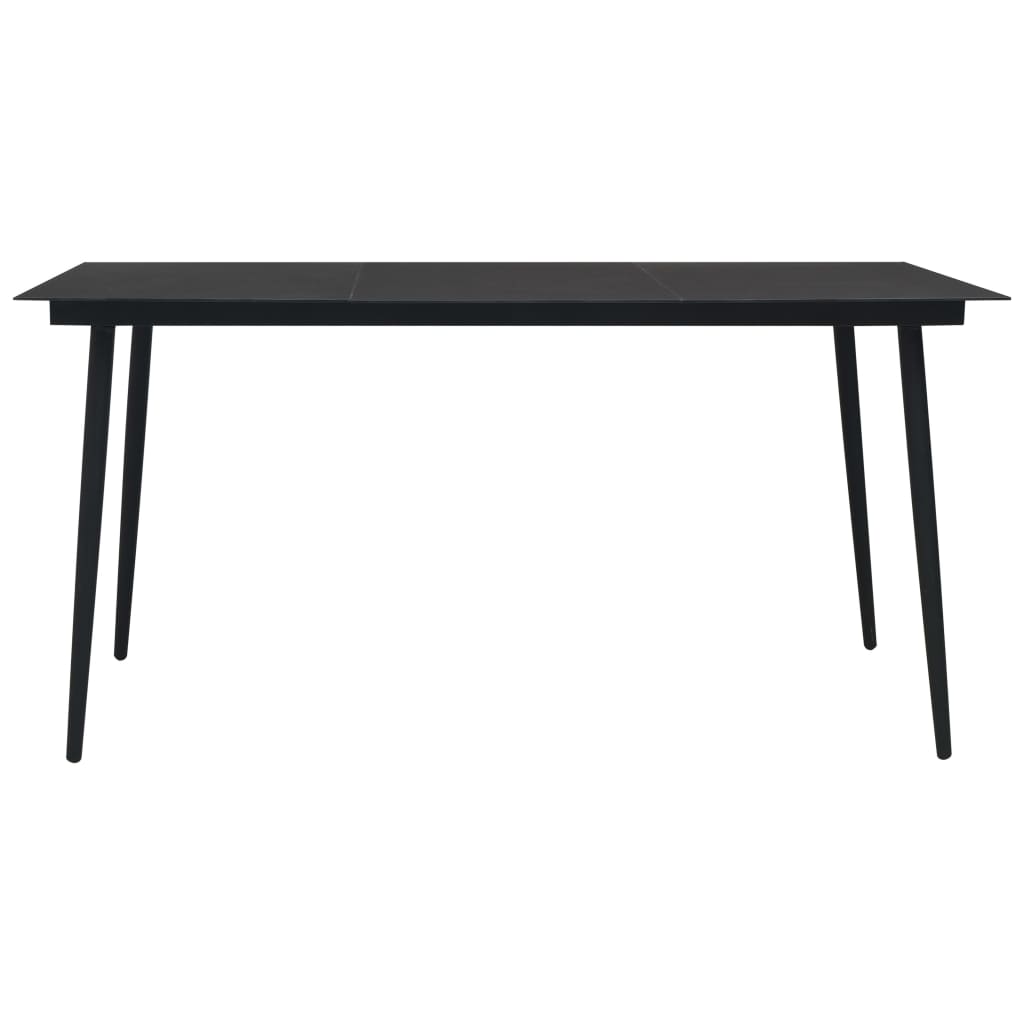 Mesa de jantar para jardim 150x80x74 cm aço e vidro preto