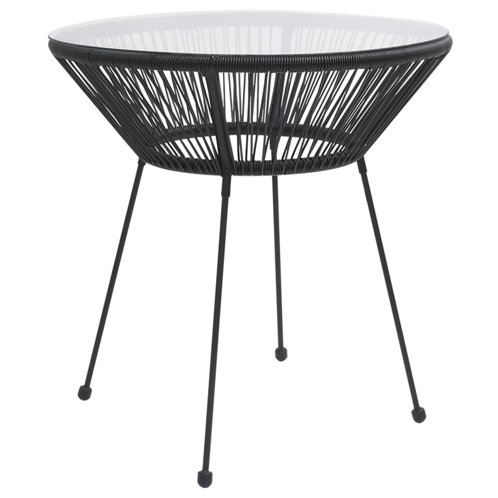 Mesa de jantar para jardim Ø70x74 cm vime e vidro preto