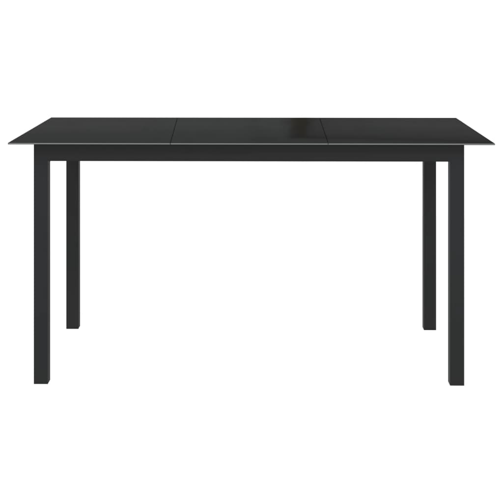 Mesa de jardim em alumínio e vidro 150x90x74 cm preto