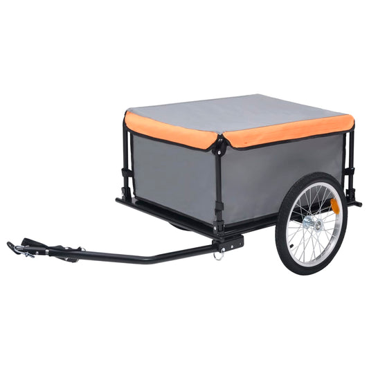 Reboque de carga para bicicleta 65 kg cinzento e laranja